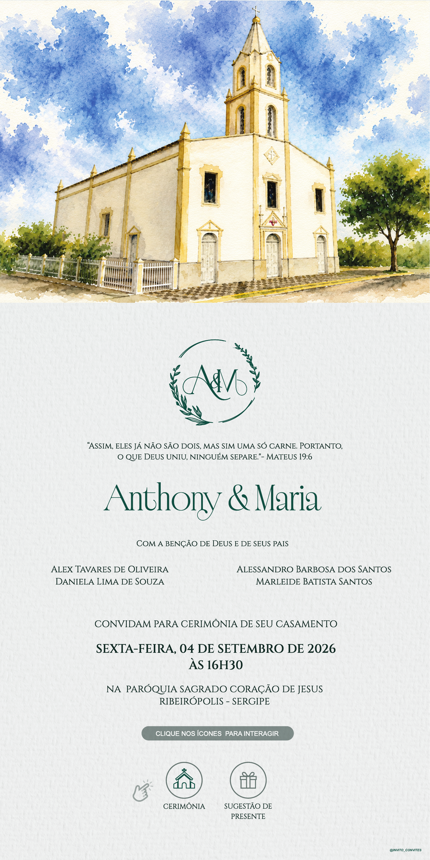 Prévia do convite de Anthony e Maria