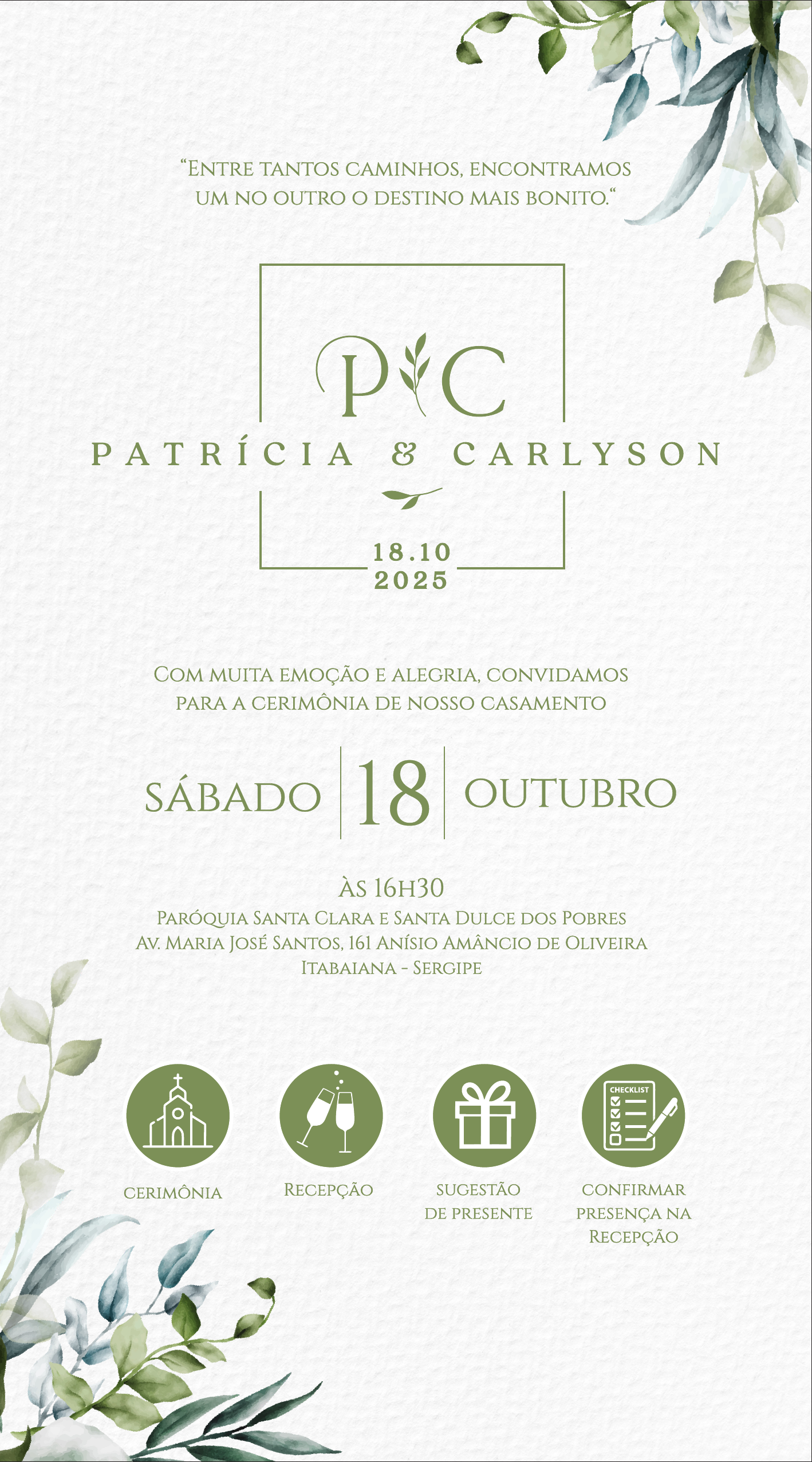 Prévia do convite de Patrícia e Carlyson