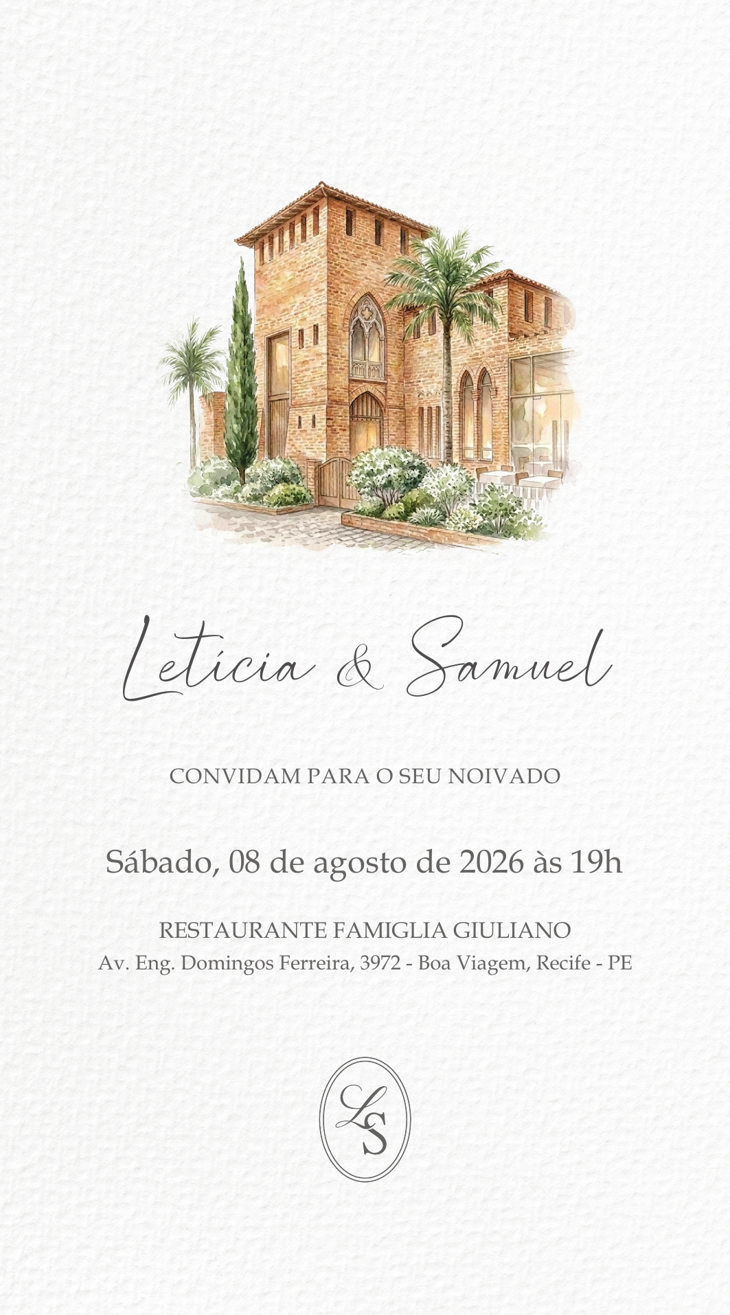 Prévia do convite de Letícia e Samuel
